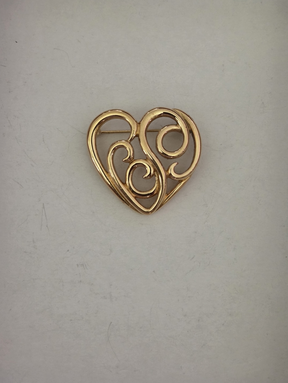 Monet Gold-Tone Heart Scrollwork Brooch